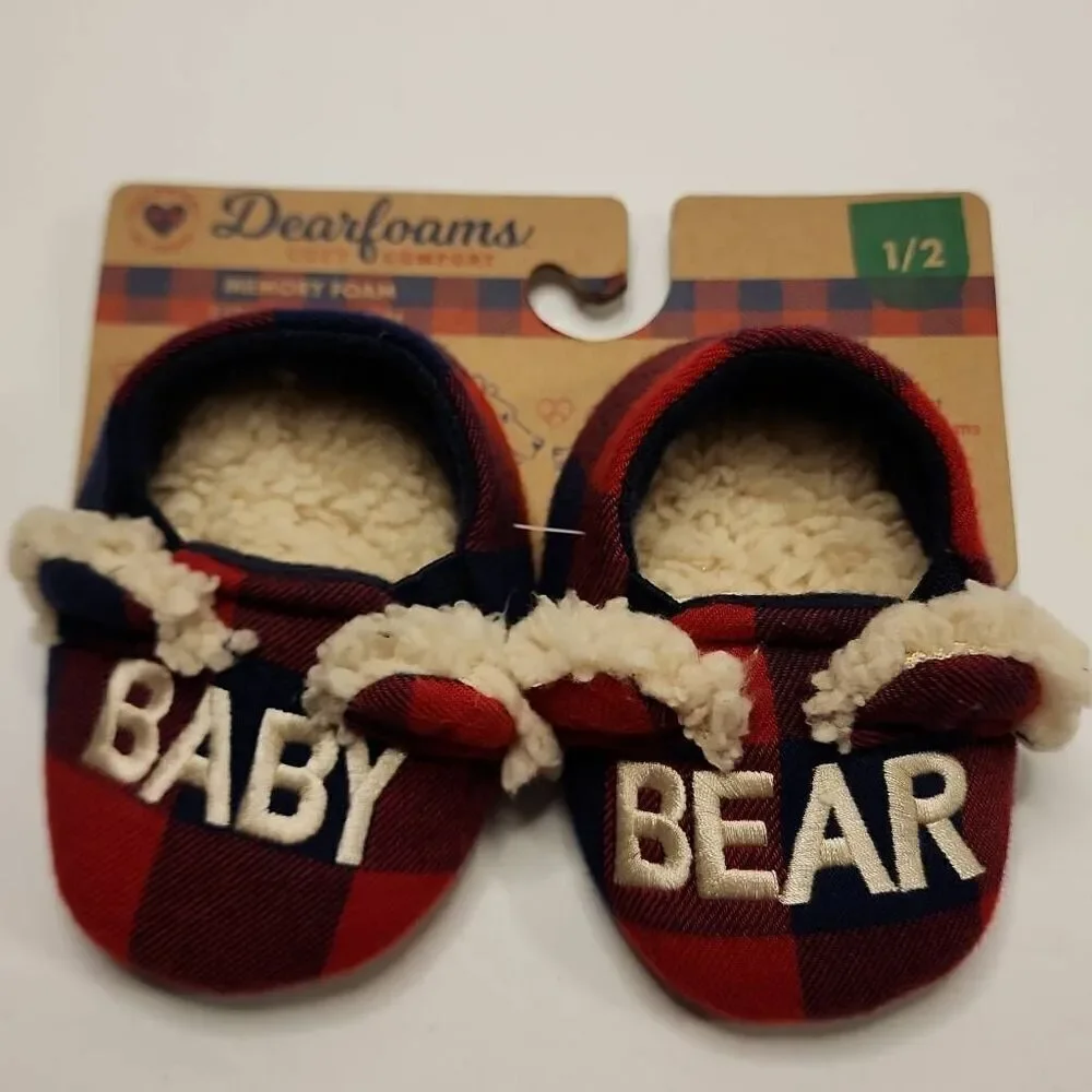 Dearfoams Cozy Comfort Memory Foam Infant Buffalo Plaid Slippers
